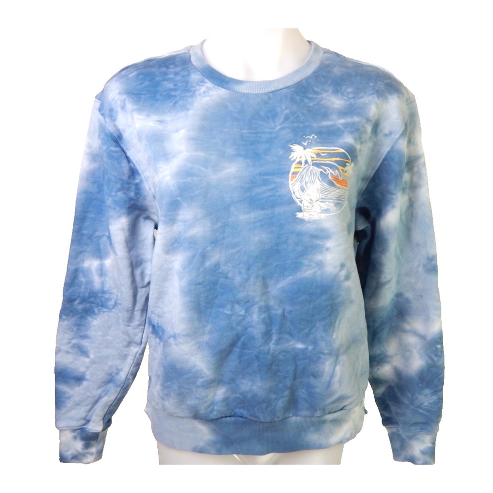 Disney Parks Sweatshirt Stitch Blue Tie Dye Creweck Pullover Ukulele